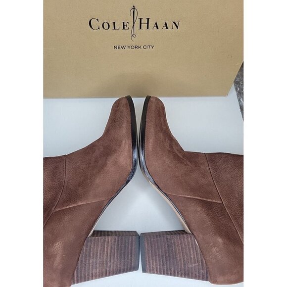 Cole Haan Cassidy Ankle Chestnut Brown Nubuck leather heels Booties boots 9.5B - Picture 6 of 14